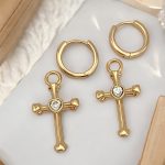 creolen mit kreuz anhänger gold damen 90170 1