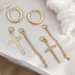 creolen mit kreuz anhänger gold damen 90219 2