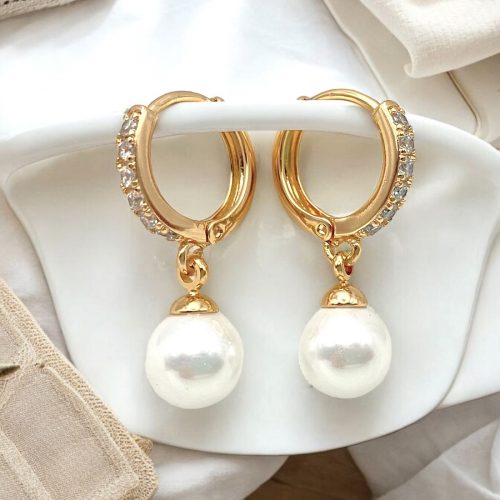 hängende ohrringe mit perlen gold damen 90241 2