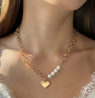 herz kette gold mit perlen damen 40150