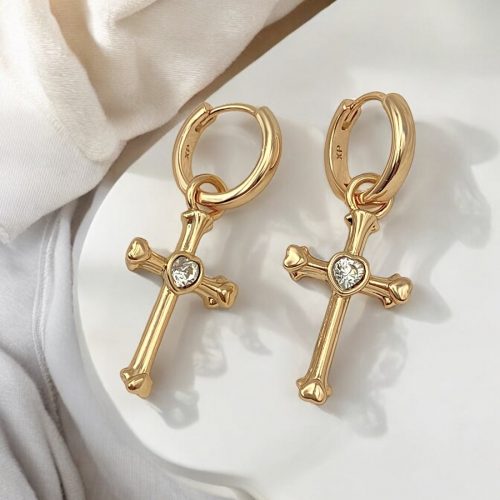 kreuz ohrrihge gold damen 90170 2