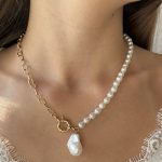 perlenkette mit anhänger gold damen 40153