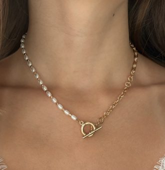perlenkette mit anhänger gold damen 40154
