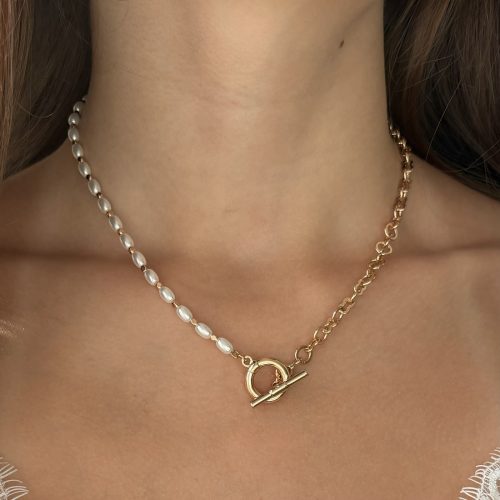 perlenkette mit anhänger gold damen 40154