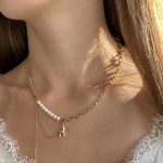 perlenkette mit anhänger gold damen 40158 1