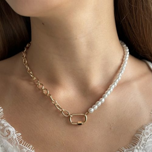 perlenkette mit anhänger gold damen 40170