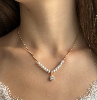 perlenkette mit anhänger gold damen 40176