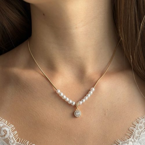 perlenkette mit anhänger gold damen 40176