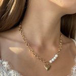perlenkette mit herz anhänger gold damen 40150 1