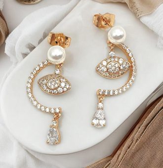 perlenohrrihge mit steinen gold damen 90209