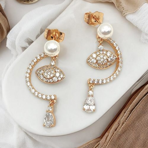 perlenohrrihge mit steinen gold damen 90209