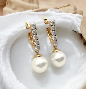perlenohrrihge mit steinen gold damen 90215