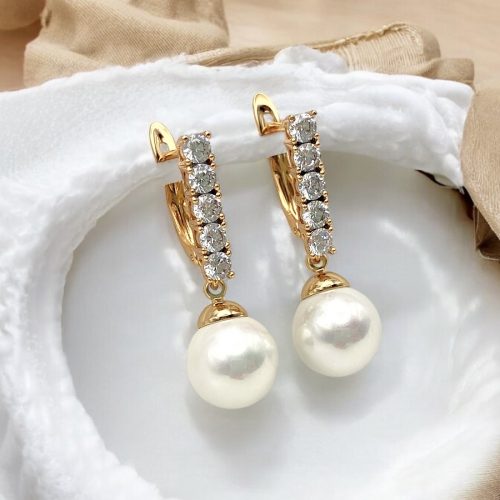 perlenohrrihge mit steinen gold damen 90215